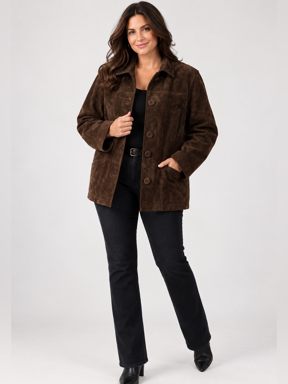 WeWoreWhat Premium Suede Button Front Jacket Chocolate Brown NWT XXL